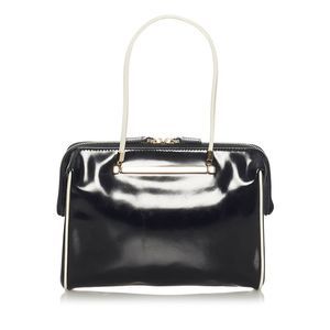 Gucci Mini Handbag Black White Patent Leather